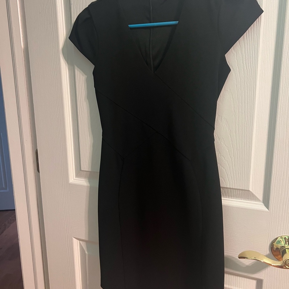 Express Black Sheath Dress with Flutter Sleeves